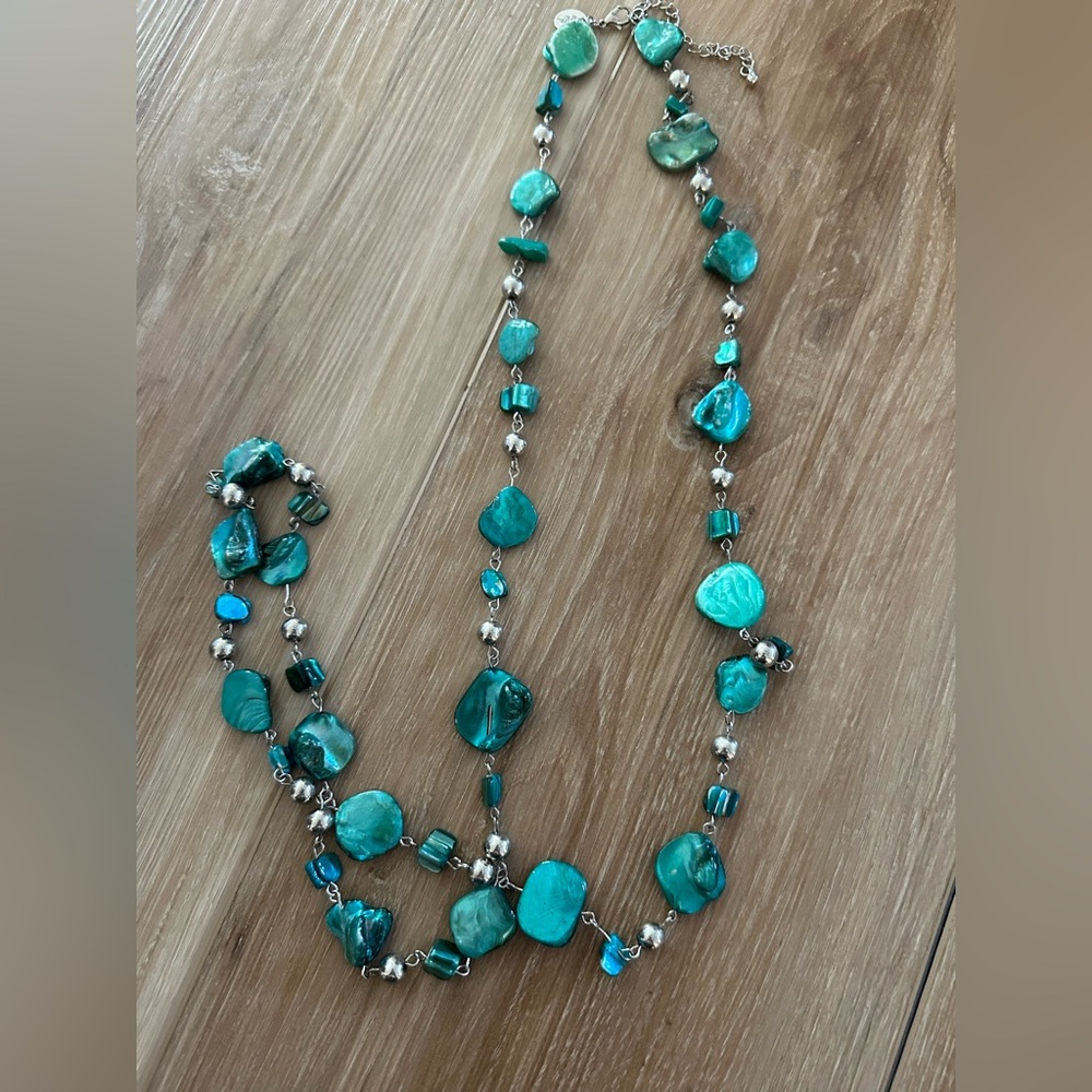 Lovisa Turquoise Mother of Pearl Necklace signed